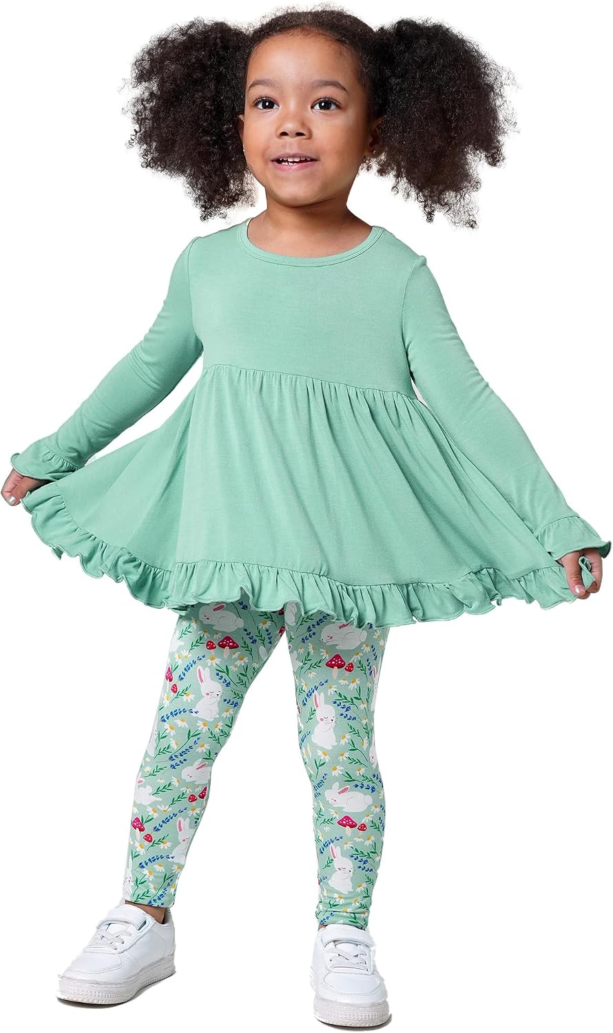 Toddler Girls' Clothing Sets Bamboo Viscose Long Sleeve Little Girls 2 Piece Outfits