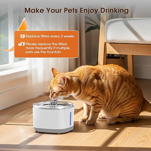 Miniatura 9 de Fuente de agua para gatos, fuente de agua inalámbrica para mascotas de 100 oz3 L, funciona con pilas, fuentes de agua para gatos en interiores con
