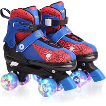 Nattork Kids Roller Skates for Boys Girls, 4 Sizes Adjustable Quad Skates for Kids with Light up Wheels,Cool Birthday Gift for Children Beginners Indoor Outdoor Sports