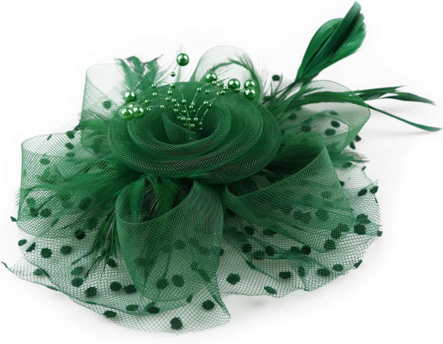 DRESHOW Fascinators Hat Flower Mesh Ribbons Feathers on a Headband and a Clip Tea Party Headwear for Girls and Women - Image 7