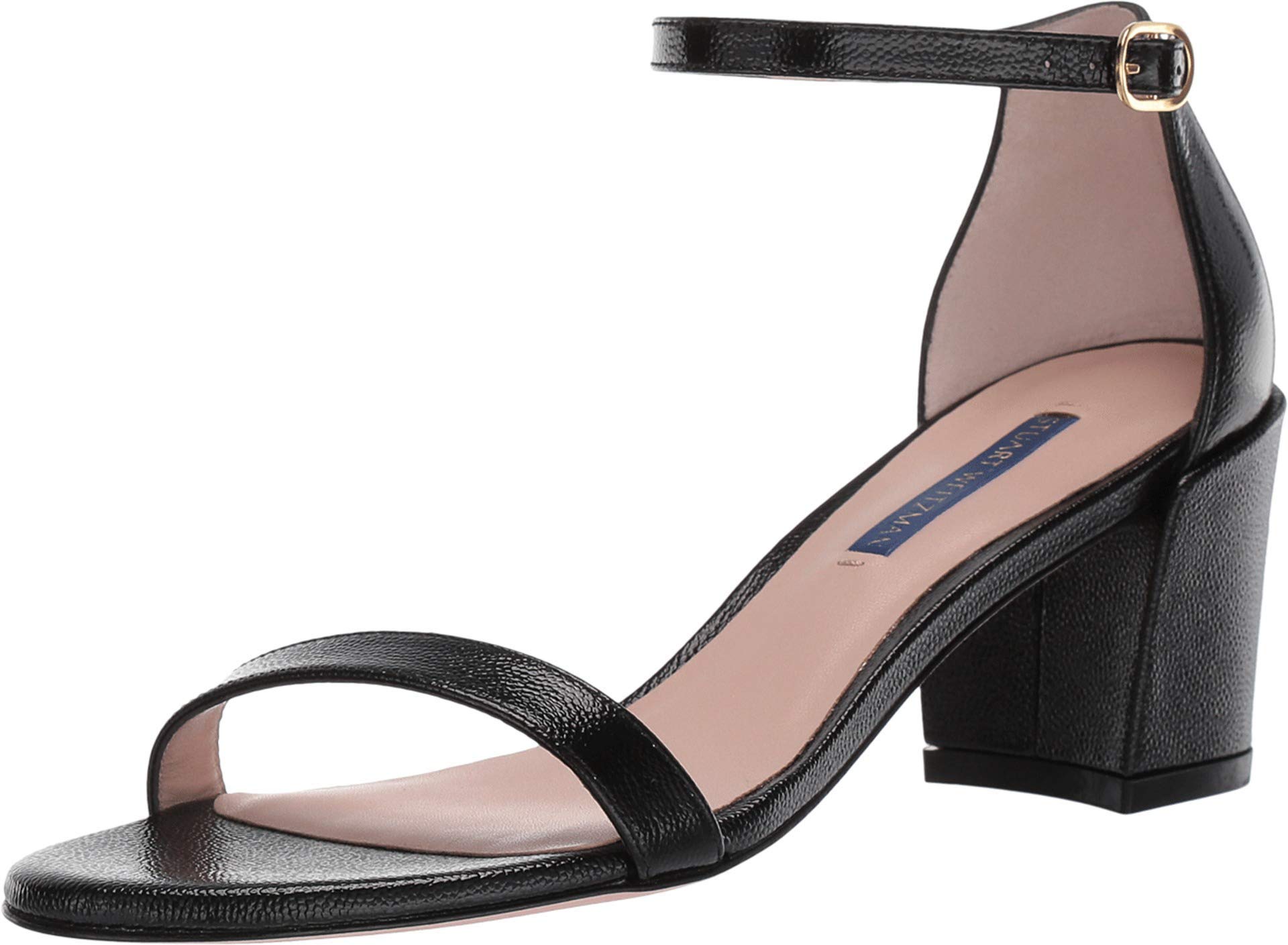 Stuart Weitzman Simple City Sandal Black Caviar Patent 8 M