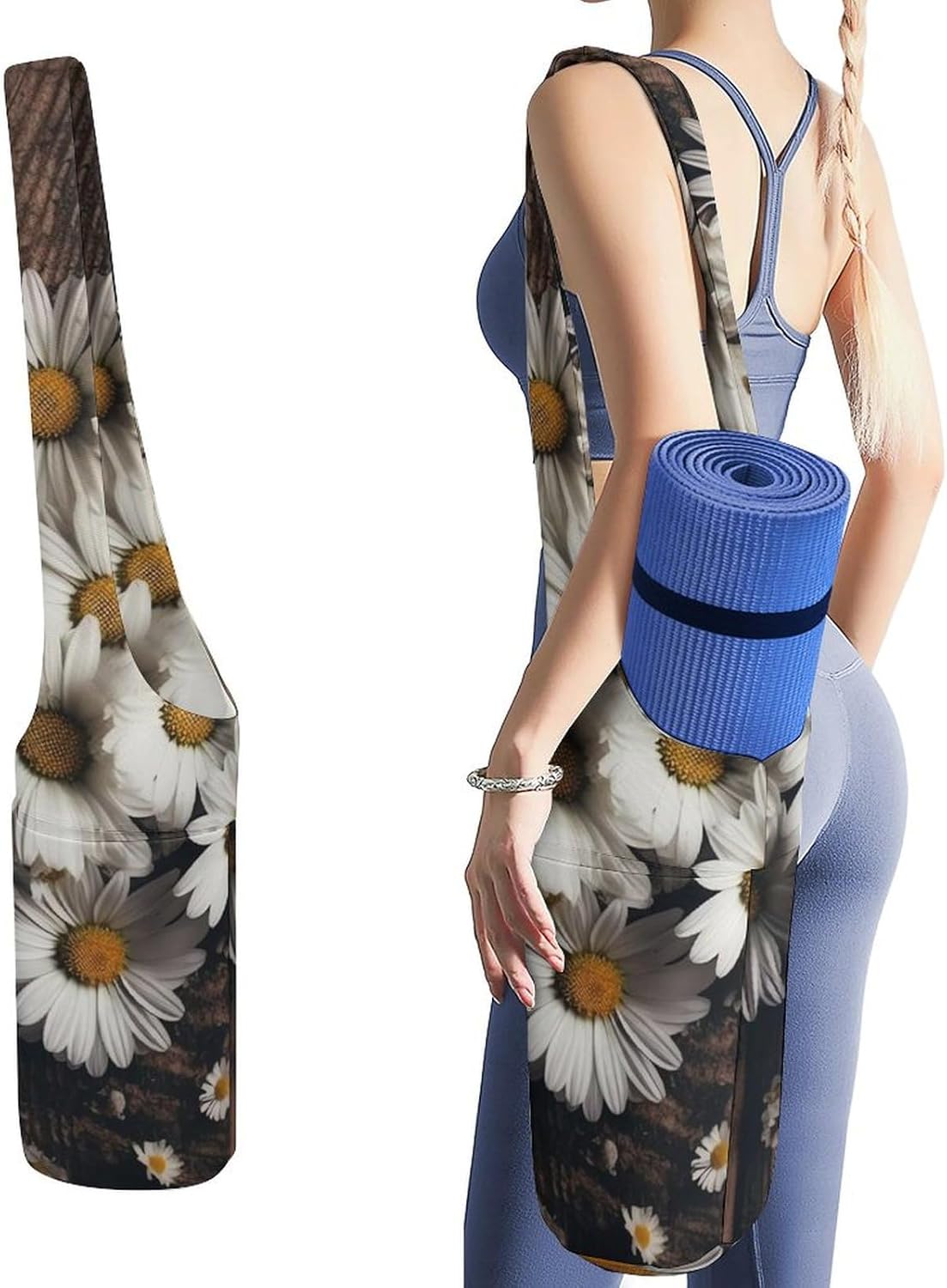 Canvas Yoga Bag,Heart Shaped Shape Printed Yoga Mat Handbag,Portable Yoga Mat Bag Large Capacity Gym Bag for Men Women Pilates Beach Travel