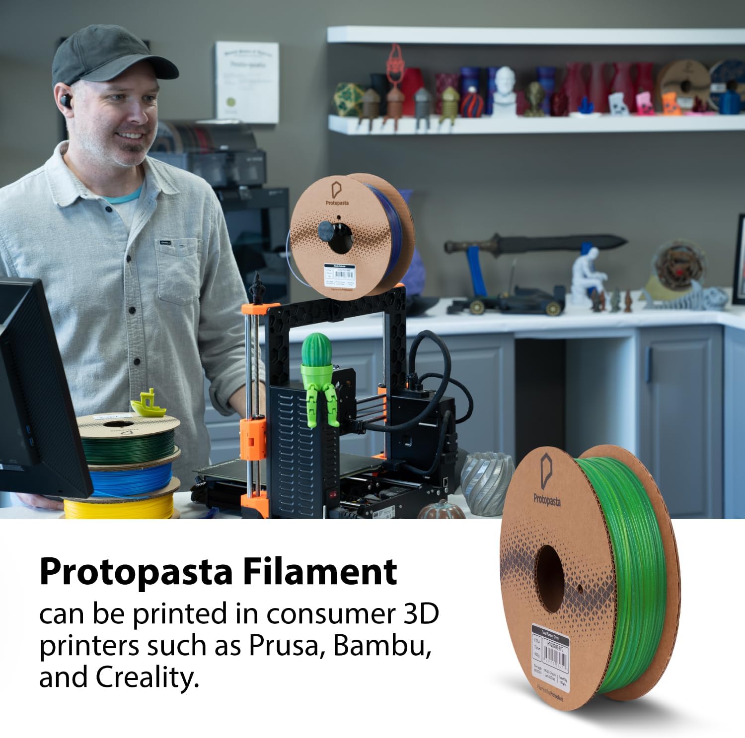 Protopasta Forest Fantasy HT PLA 3D Printer Filament 1.75mm 500g Multicolor Translucent Transition Glitter Filament; 3D Printing Filament on Recyclable Cardboard Spool for 3D Printers Like Creality