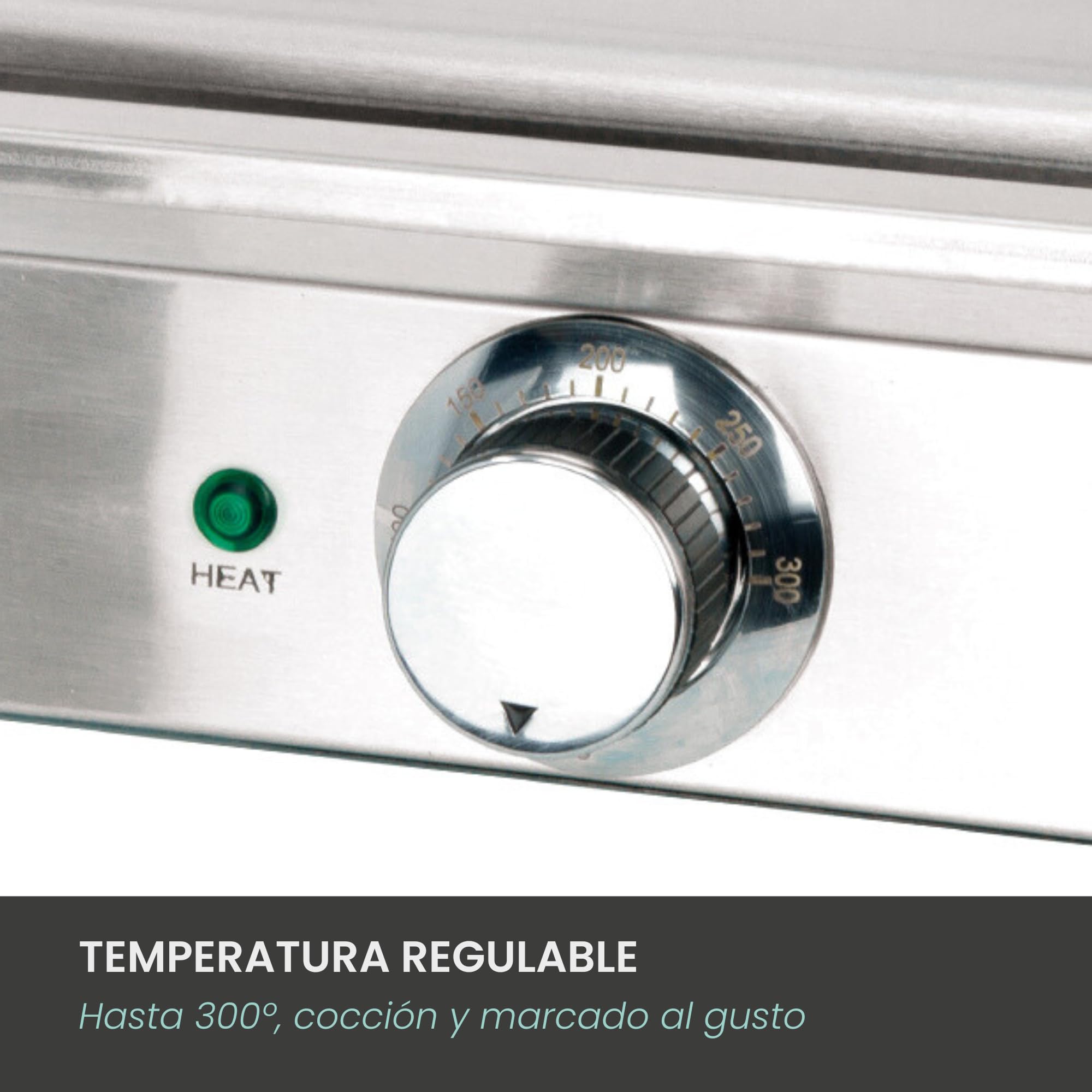 Jocca - Plancha eléctrica Teppanyaki profesional de acero inoxidable | 39,6 × 26 cm | Control térmico hasta 300 °C | 8 programas | Accesorios incluidos | Uso doméstico y profesional