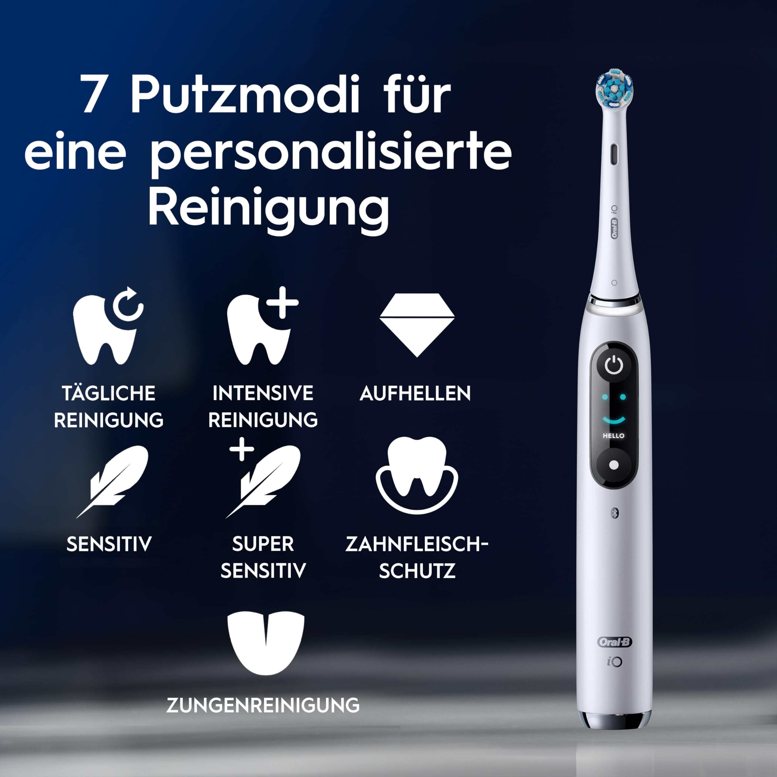 Oral-B iO Series 9 Elektrische Zahnbürste, Weiß | Inkl. 1 Aufsteckbürste, Lade-Reise-Etui, CHIP Testsieger (11/25), Electric Toothbrush mit 7 Modi Für Zahnpflege