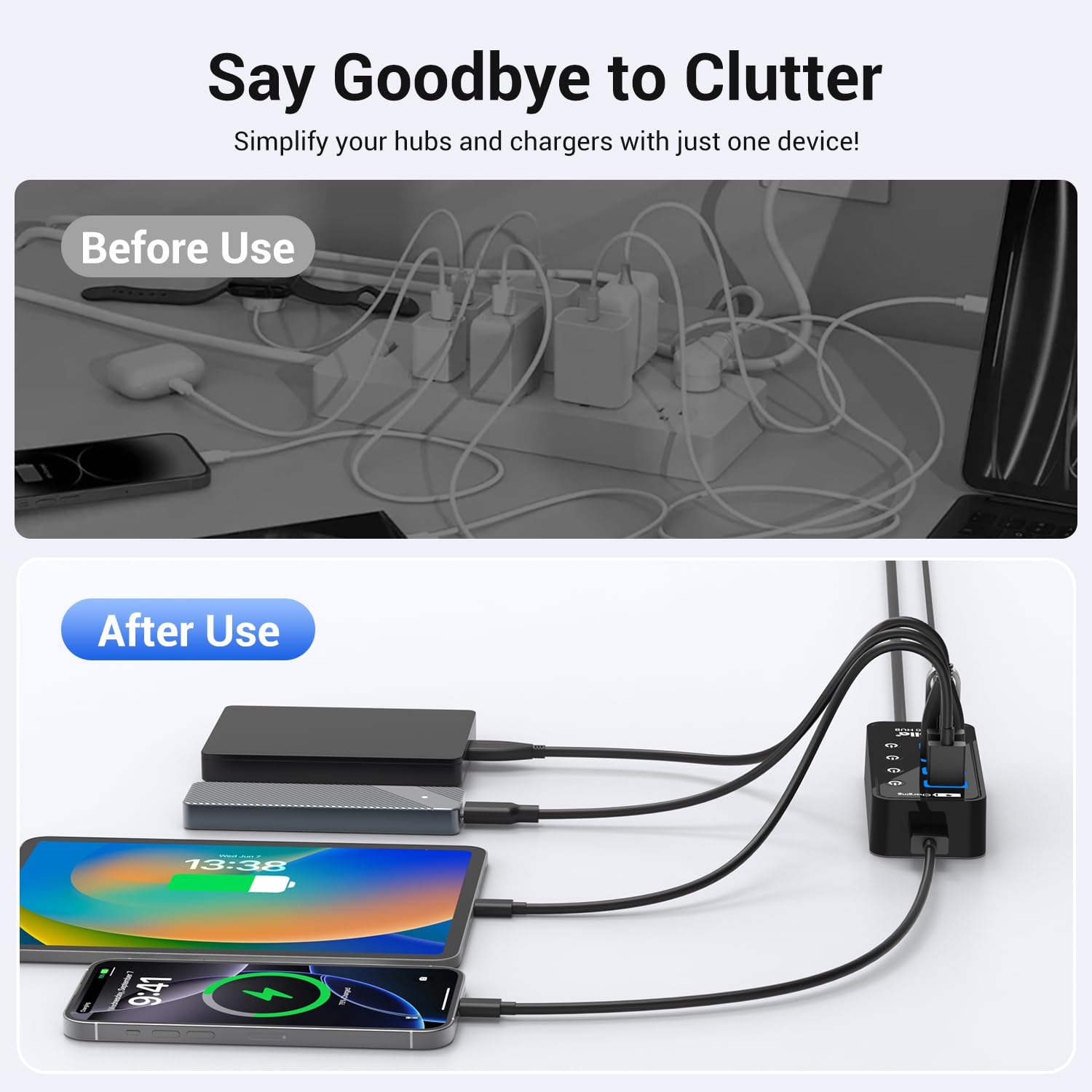Atolla 4-Port USB 3.0 Hub with 4 Data Ports, 1 Smart Charging Port, Individual On/Off Switches and 5V/3A Adapter — Amazon image 7
