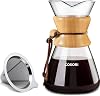 Cafetera de vertido Cosori, filtro de acero inoxidable de doble capa, 8 tazas | Cafetera de goteo, preparador de café por vertido, jarra resistente a altas temperaturas, también para acampar, senderismo, 34 oz 1