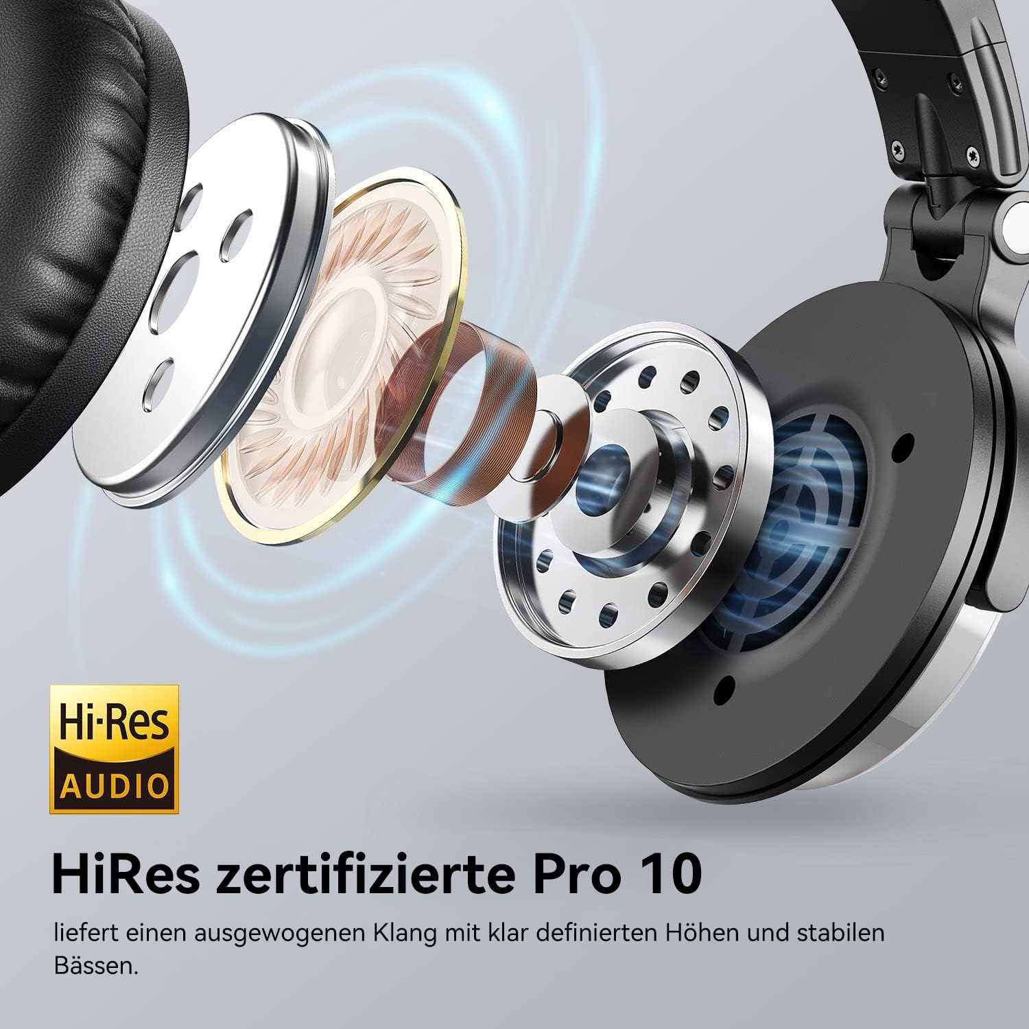 OneOdio Over Ear Kopfhörer mit Kabel, 50mm Treiber, Bassklang, 6.35 & 3.5mm Klinke, Share-Port, Geschlossene DJ Headphones für Studio, Podcast, Monitor, Handy, PC, MP3/4 (Pro-10 Schwarz)