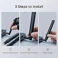 Vista 5 de Antena de tres bandas WiFi 6E 2X 10dBi 2.4GHz/5GHz/5.8GHz de alta ganancia MIMO RP-SMA macho para enrutador WiFi, tarjeta PCIe, adaptador