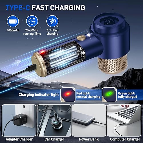 Miniatura 6 de Sweetone Aspiradora portátil inalámbrica para automóvil, aspiradora de 15000 Pa y plumero de aire, aspiradora de mano con luz LED y múltiples