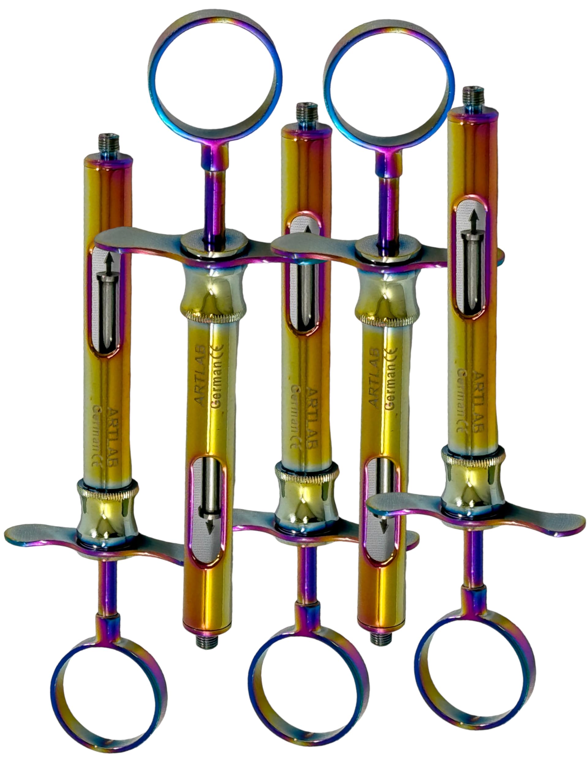 5 Pack - Anesthetic Dental Syringe Type CW 1.8CC Cartrige Self-Aspirating Syringe - Rainbow Color