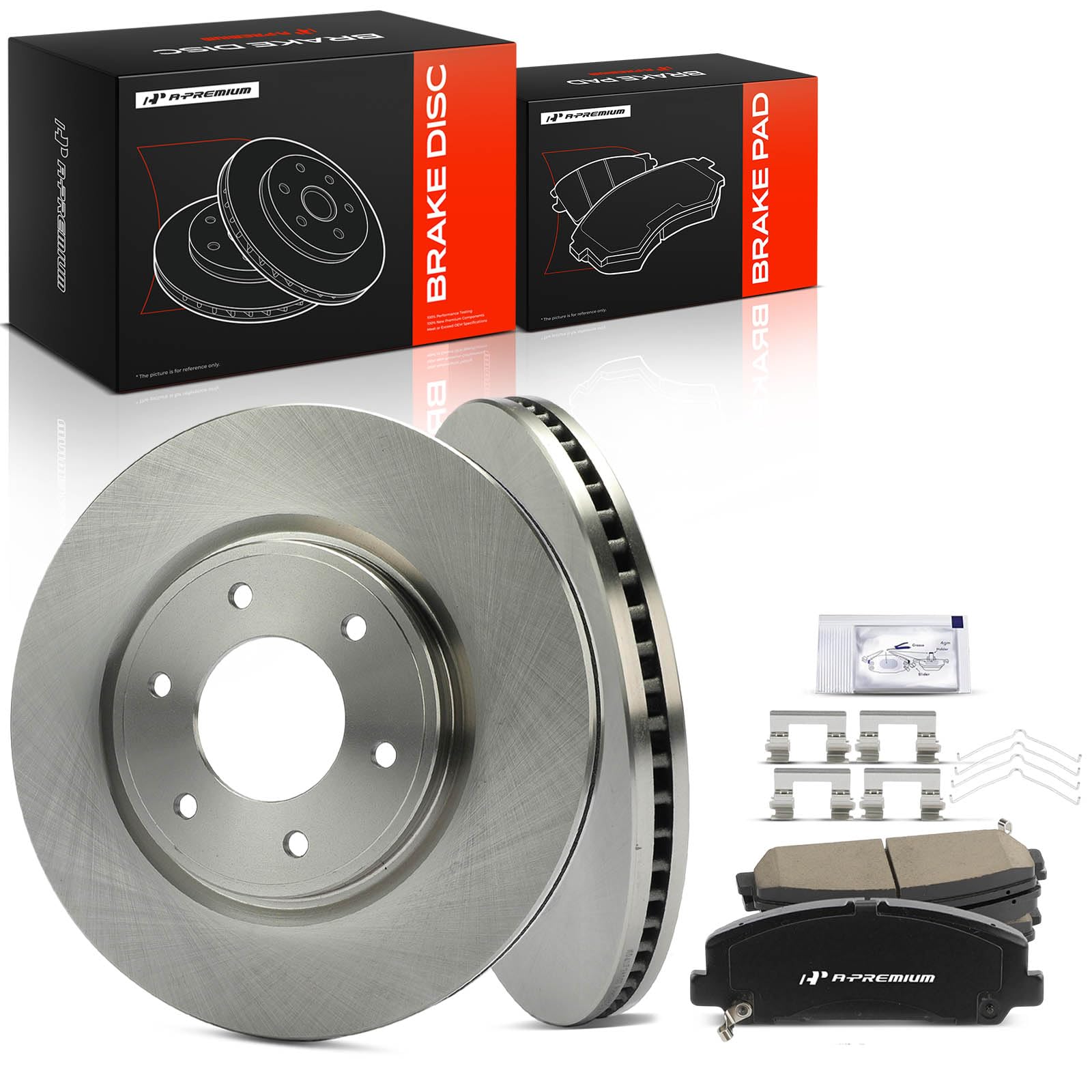 A-Premium 13.77 inch (349.8mm) Front Vented Disc Brake Rotors + Ceramic Pads Kit Compatible with Select Nissan and Infiniti Models - TITAN 2008-2010,