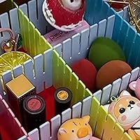 Vista 7 de JOIKIT 60 PCS Blue Plastic DIY Grid Drawer Dividers, Adjustable Organizer, Household Storage Makeup Socks Underwear Organizer