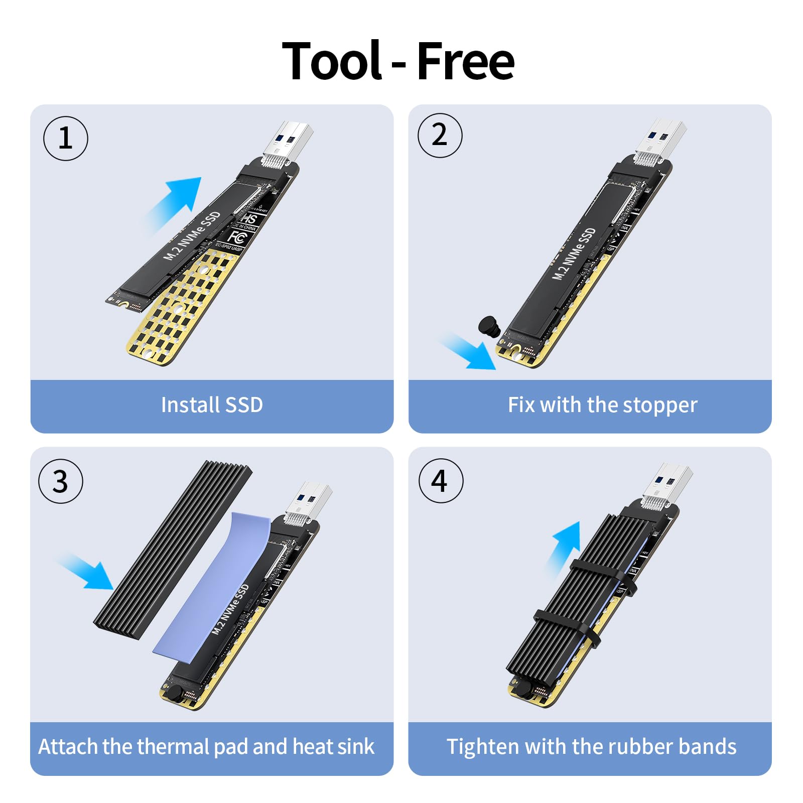 ANYOYO Adattatore NVMe NGFF, 10 Gbit/s per Disco SSD M2 USB3.2 Gen 2 , NVMe PCIe con M / B+M key, per Disco SSD M.2 SATA per 2242/2260/2280,con Adattatore USB-A a USB-C