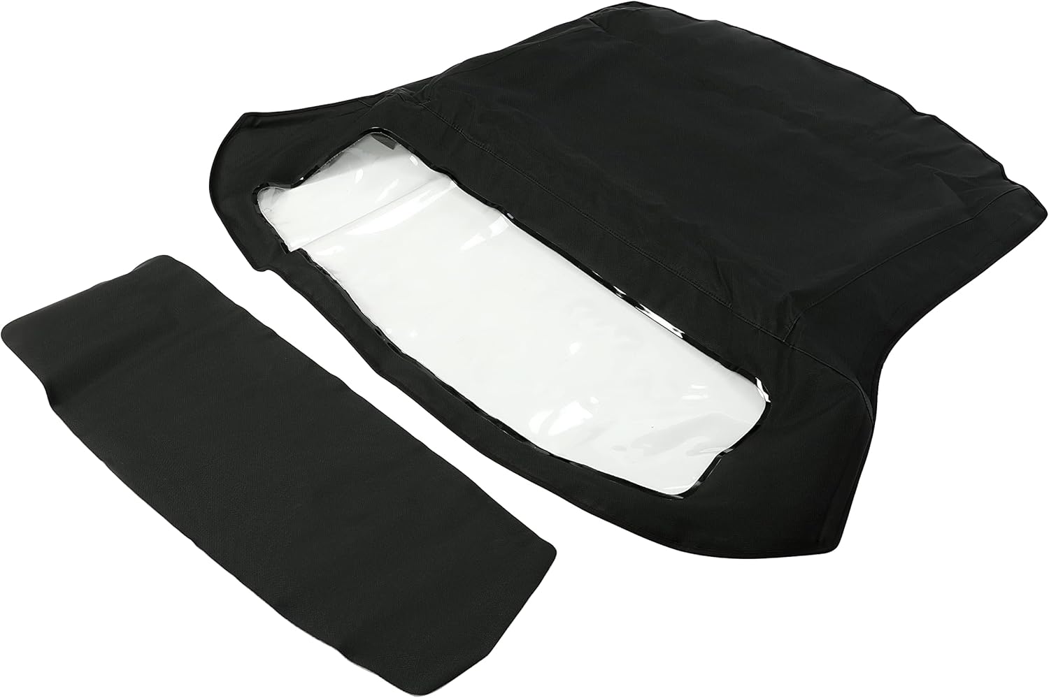 HECASA Convertible Soft Top Compatible with 1966-1979 Fiat 124 Sailcloth Vinyl w/Plastic Window Black