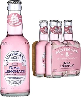 Rose Lemonade - Botanically Brewed Lemonade made with Lemon Juice - Exquisitely Crafted and Refreshing Soft Drinks - Gluten-Free and Vegan Friendly Soft Drinks - 4 x 200 ml Bottles