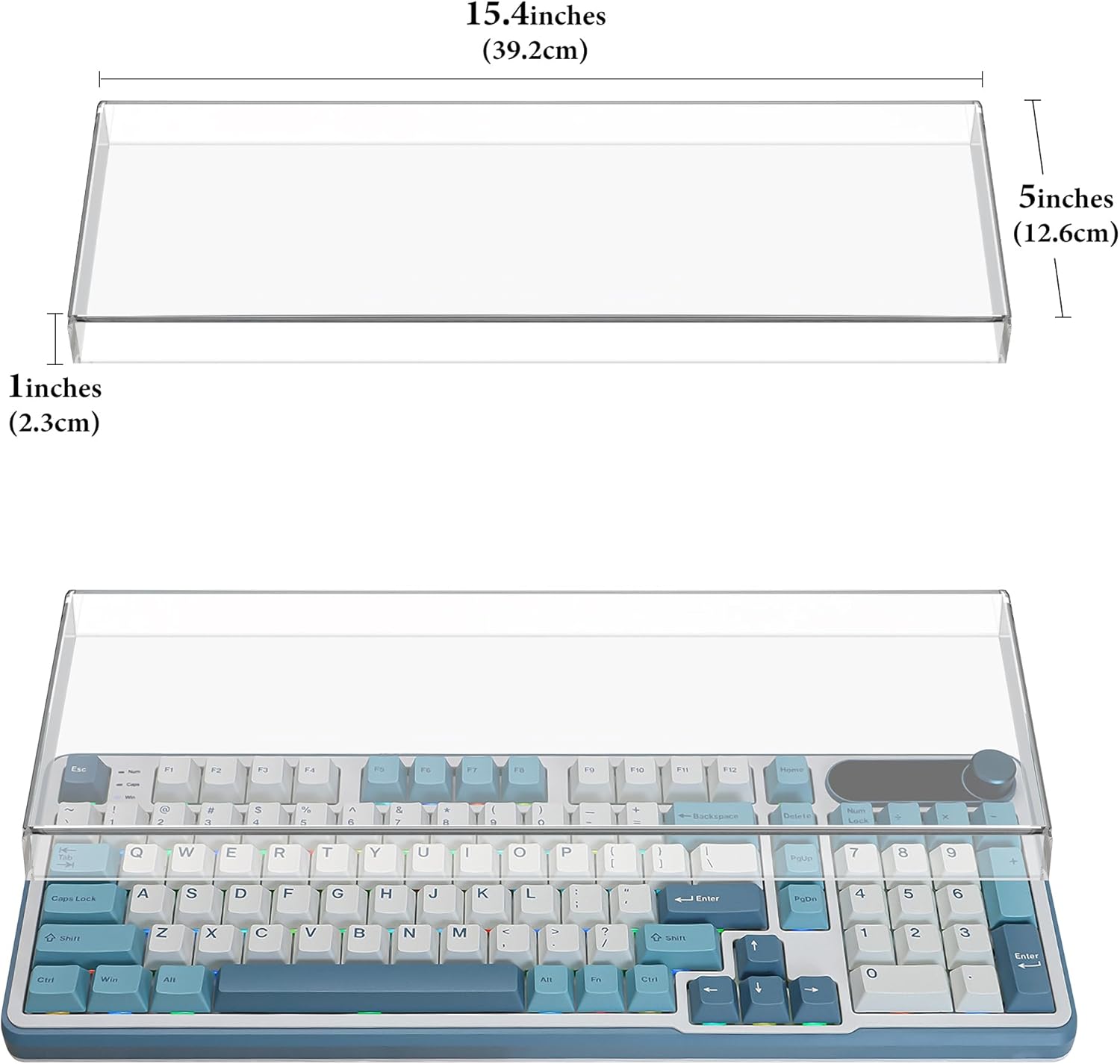 Geekria Keyboard Dust Cover, Clear Acrylic Keypads Cover for Computer Mechanical Keyboard, Compatible with RK Royal KLUDGE S98, Aula F99 Pro, EPOMAKER Galaxy100, Keychron Q5 Pro / Q5 Max
