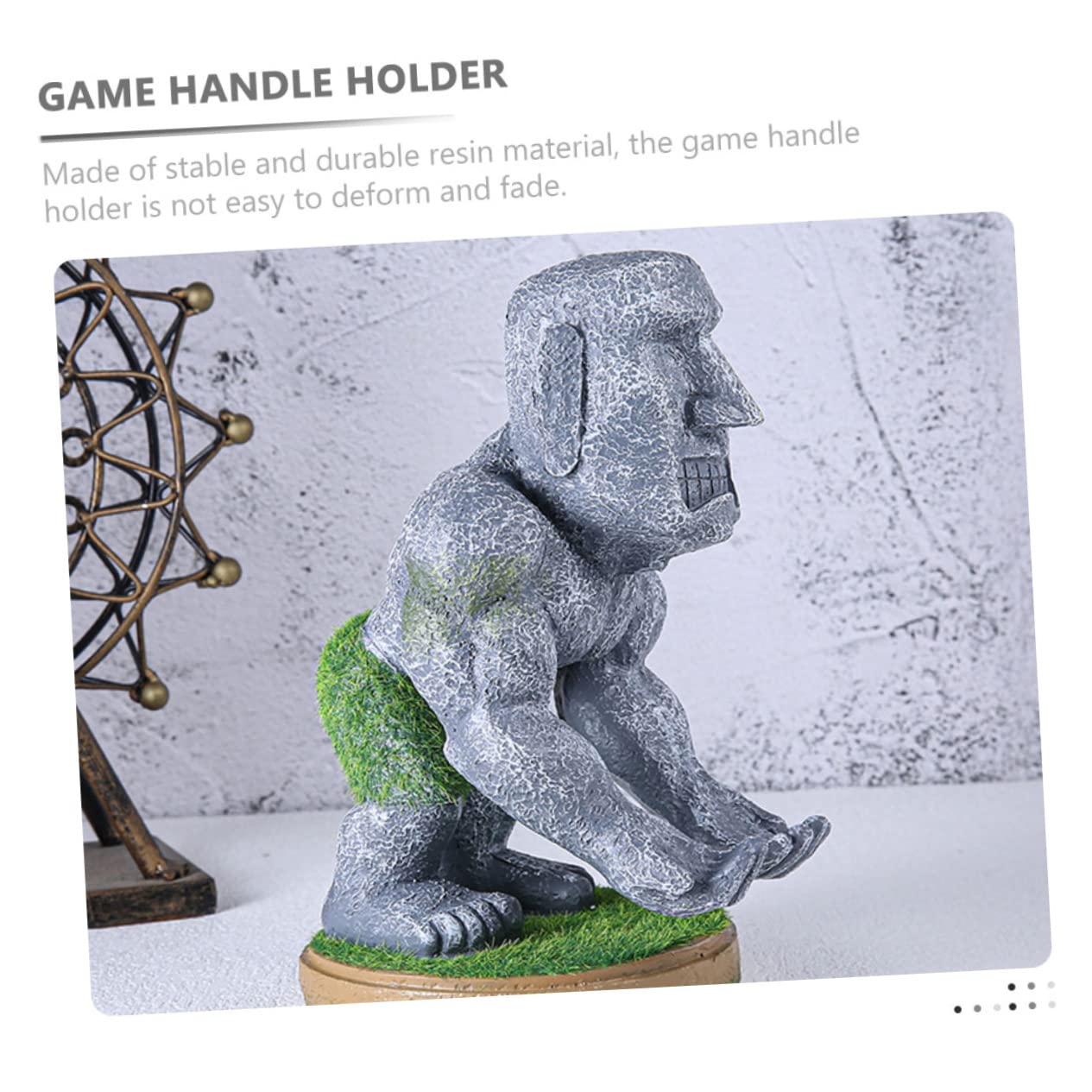 Veemoon Supporto Per Controller Di Gioco in Resina Design Moai Decorativo Da Scrivania, Supporto Stabile Multifunzionale Per Cuffie e Maniglie Da Gaming, Per Appassionati e Collezionisti