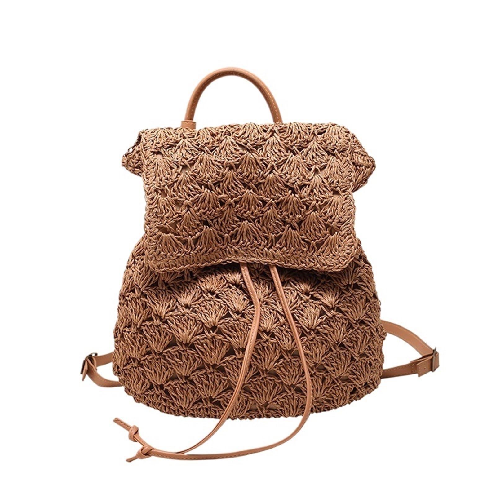Zaino da viaggio casual in rattan intrecciato for vacanze al mare
