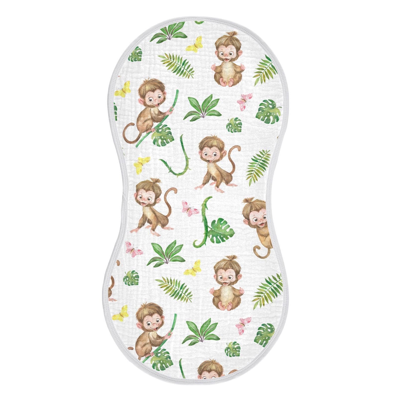 vvfelixl Muslin Burp Cloths Monkey Baby Baby Washcloths for Baby Girl Boys 2 Pack White-image-1