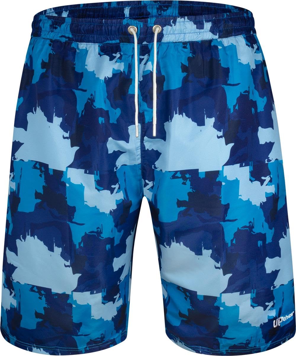 Uptheir Mens Alcor Abstract Camo Swim Shorts - Blue - 6XL