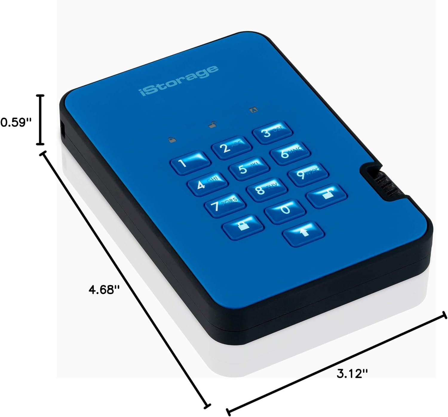 iStorage diskAshur2 HDD 2TB Blue | Secure portable hard drive | Password protected | Dust & water resistant | Hardware Encryption