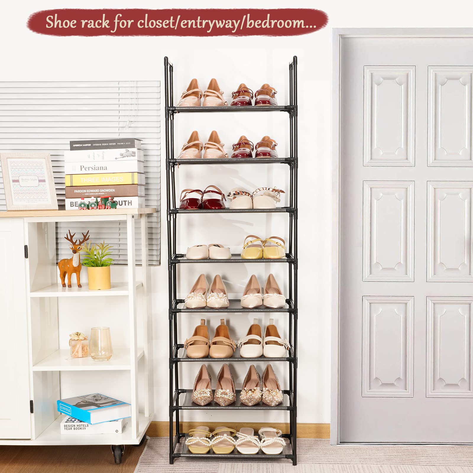 Elechotfly Shoe Rack, 16 Pairs Shoe Storage Organizer, 8 Tiers Tall