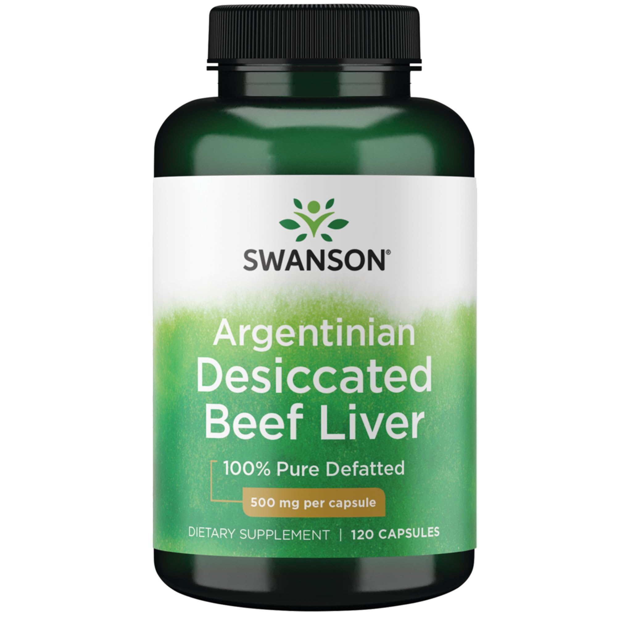 Swanson, Argentinian Desiccated Beef Liver, 120 glutenfreie Kapseln, 500mg Rinderleber-Pulver je Dosis, Sojafrei, GMO frei, Geschmacksneutral