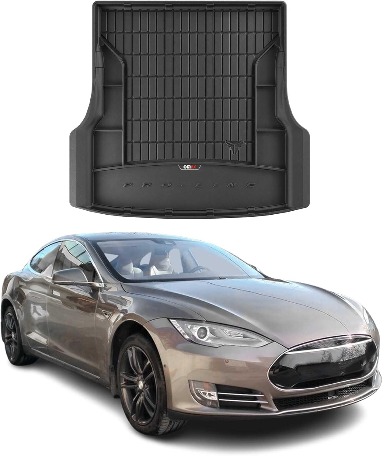 OMAC Premium Cargo Mats Liner for Tesla Model S 2012-2024 All-Weather Heavy Duty