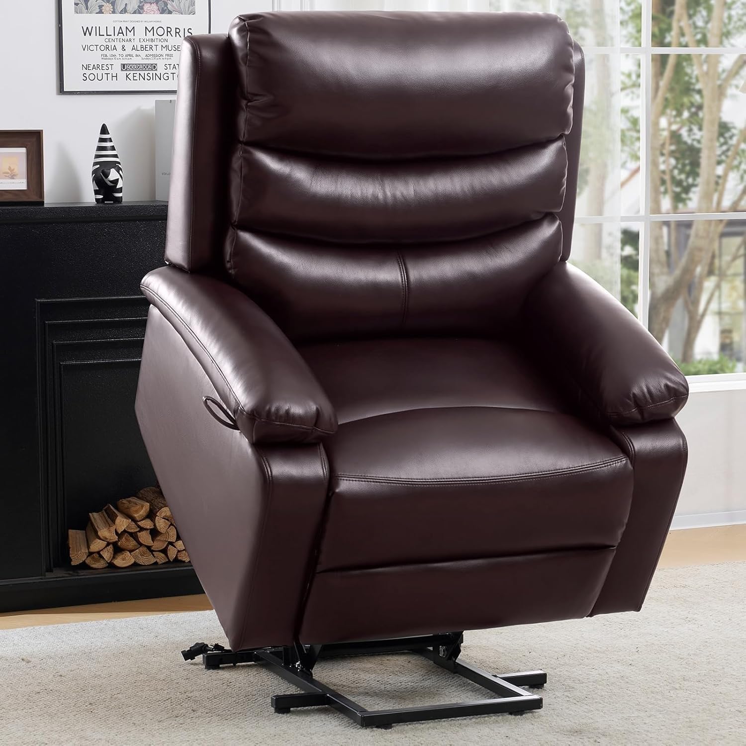 Electric Recliners Chair Elderly & Adult Ergonomic Large Power Lift Recliner Chair, with Massage and Heated, Upgraded Breathable Leather, USB, Remote Control, Brown