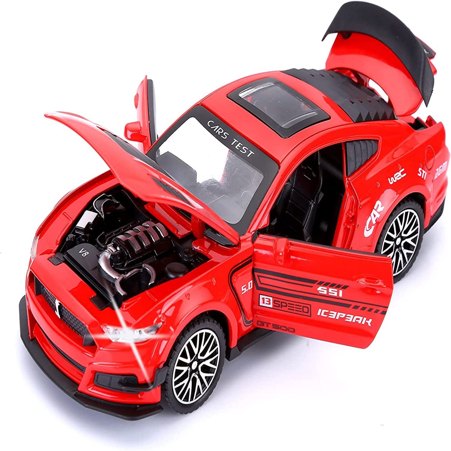 KTRS Enterprise 1:32 High Simulation Supercar Ford Mutang Shelby GT500 Light&Sound Car Model Alloy Pull Back Kid Toy Car 4 Open Door
