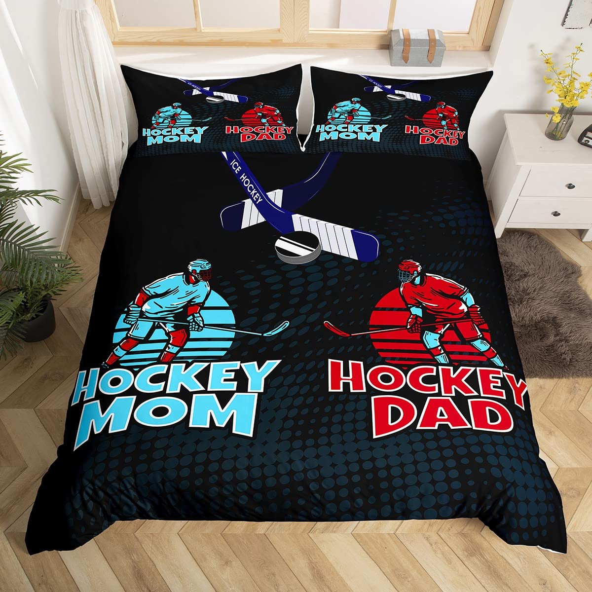 Parure de lit hockey sur glace avec housse de couette enfant et ado