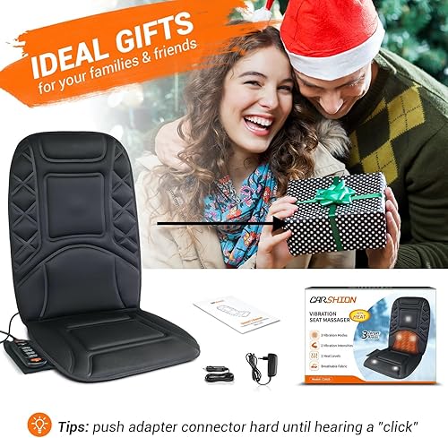 Miniatura 6 de Masajeador de espalda con calor, funda de asiento con calefacción con 5 nodos de masaje vibratorios y 2 niveles de calor, almohadilla para silla de