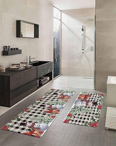 Miniatura 2 de Tapete de baño de muñeco de nieve de Navidad para bañera, antideslizante, de secado rápido y absorbente, de tierra de diatomeas, tapete de cocina,