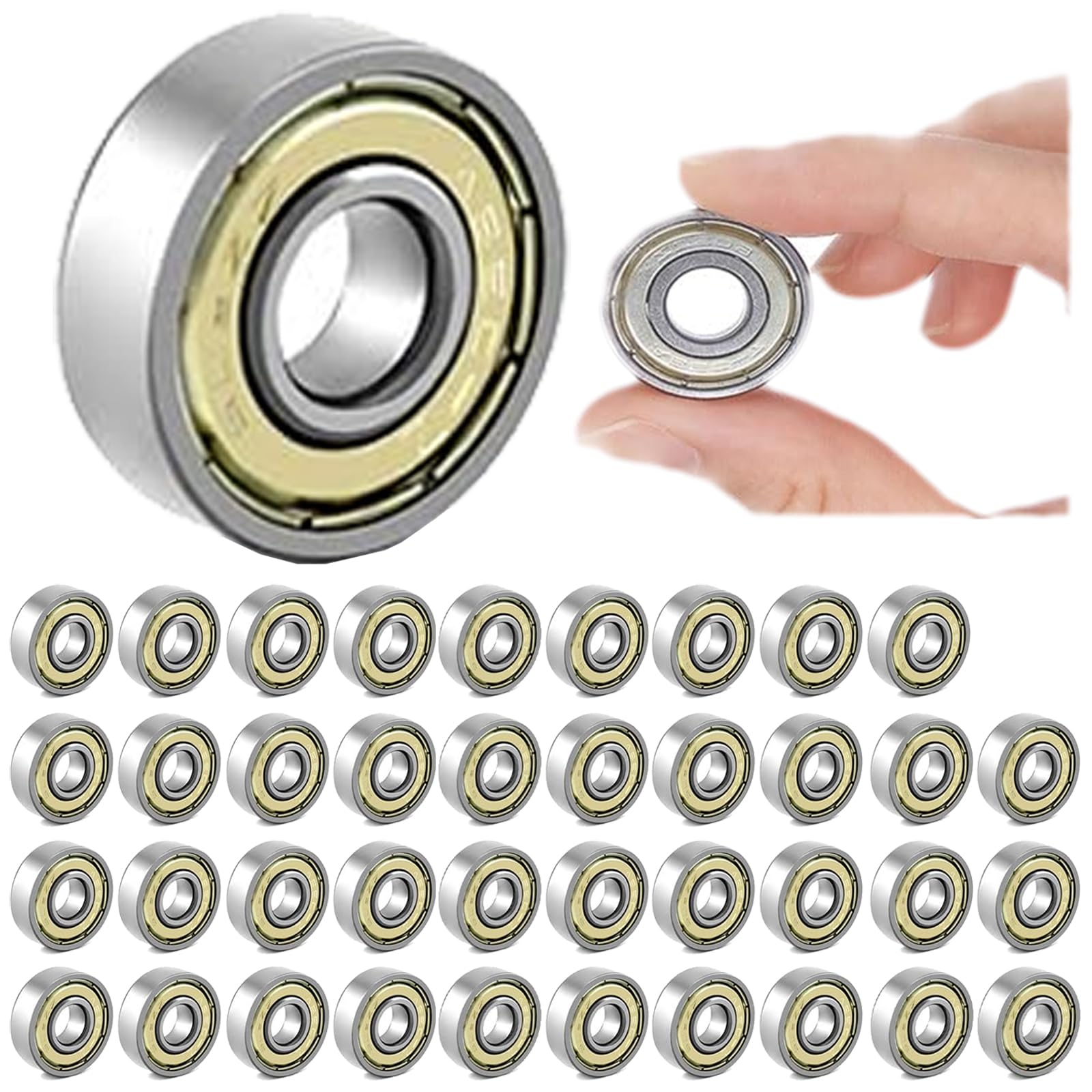 608 ZZ łożyska kulkowe 8 mm x 22 mm x 7 mm, 608 metalowych podwójnych łożysk kulkowych, 40 sztuk łożysk kulkowych 8 x 22 x 7 mm, do deskorolek, łyżworolek
