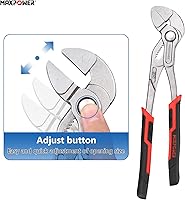 Vista 3 de MAXPOWER Llave de alicates de 10 pulgadas, botón de ajuste rápido, apertura máxima de mandíbula de 1.260 in