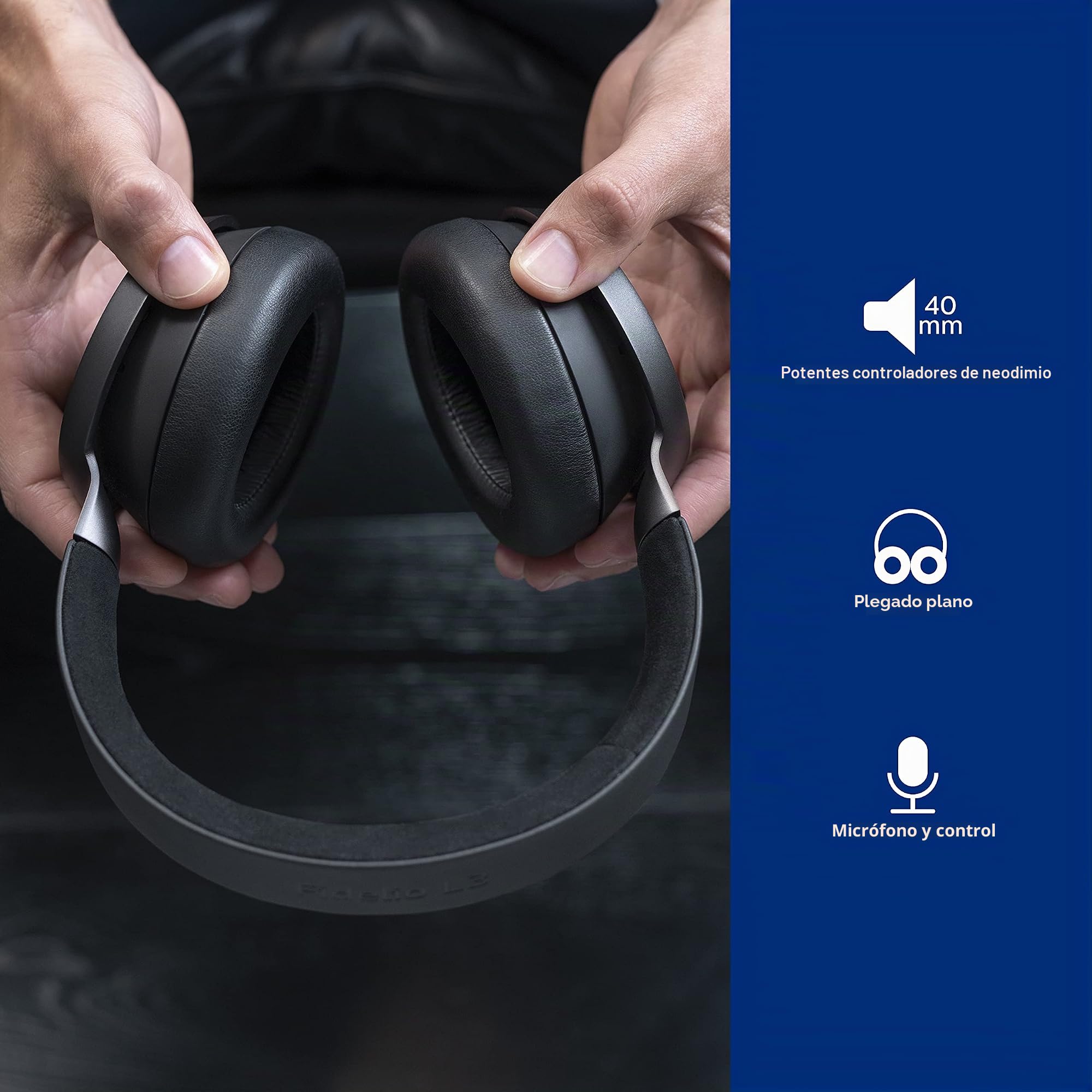 PHILIPS AUDIO L3/00 Auriculares Inalámbricos de Diadema con Micrófono Dual/Bluetooth, Cancelación de Sonido, 38h de Reproducción, Diseño Premium, Color Negro