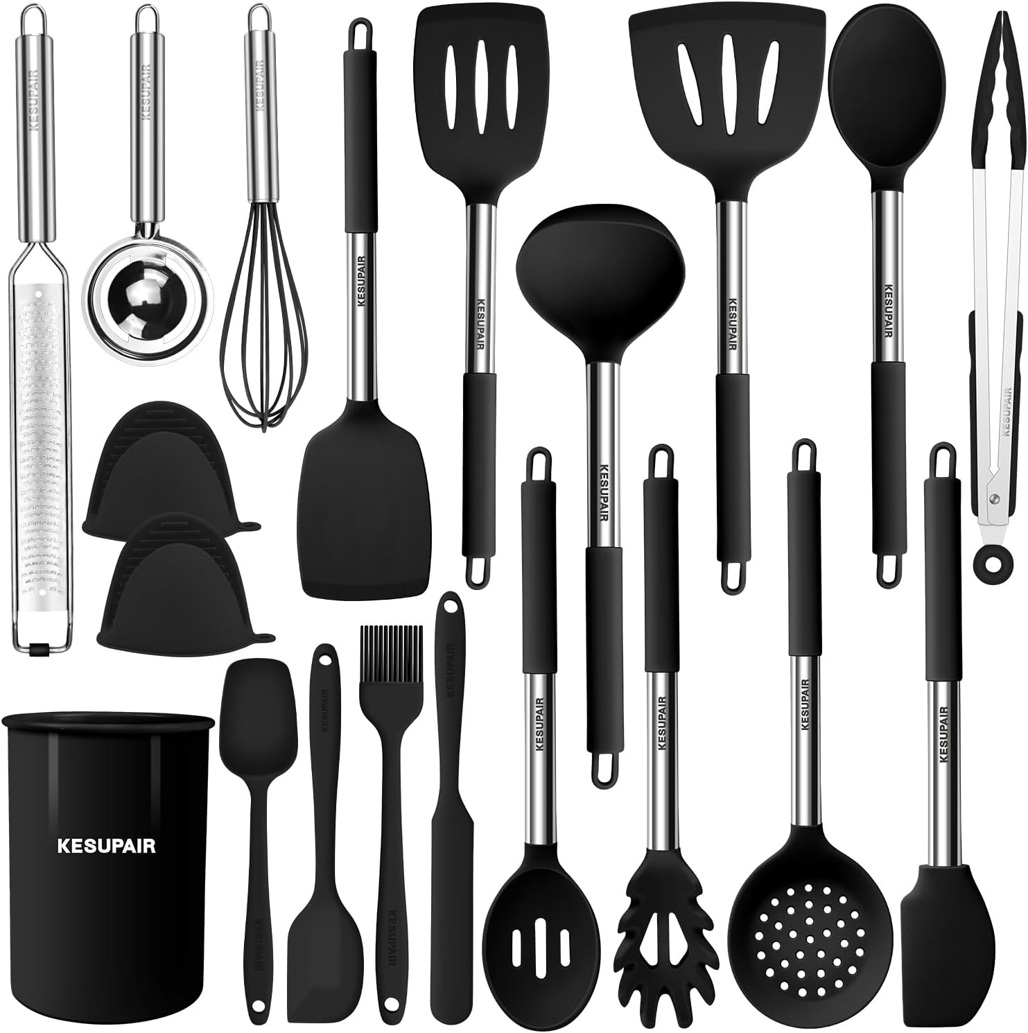 Kesupair Silicone Kitchen Utensils Set, 20 pcs Cooking Utensils SetCooking Utensil