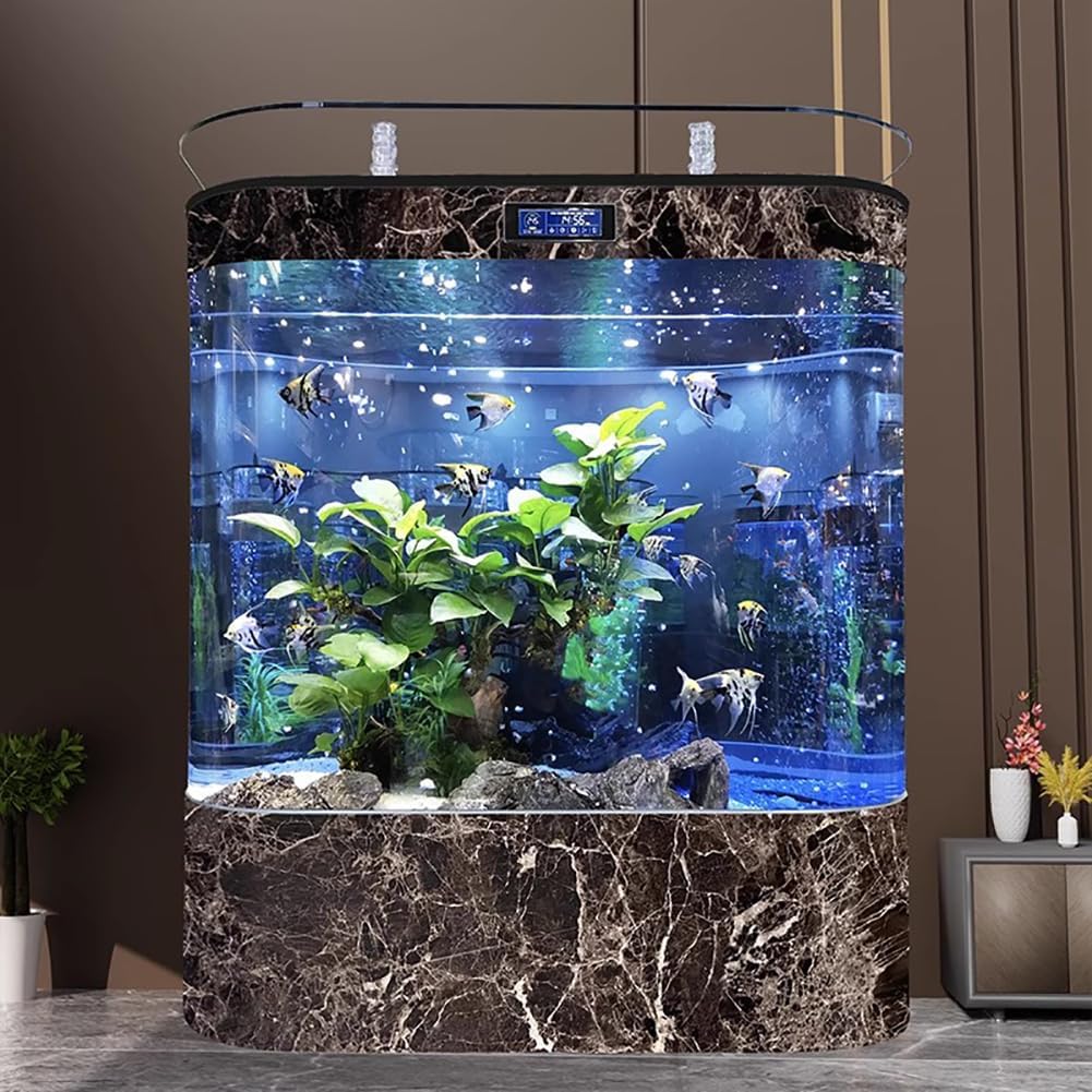 Intelligent Luxury Aquarium Set, Large Home Ecological Fish Tank, Integrated Vertical Fish Tank, with Lighting and Filtration System, Complete Aquarium Equipment,Length 120cm c