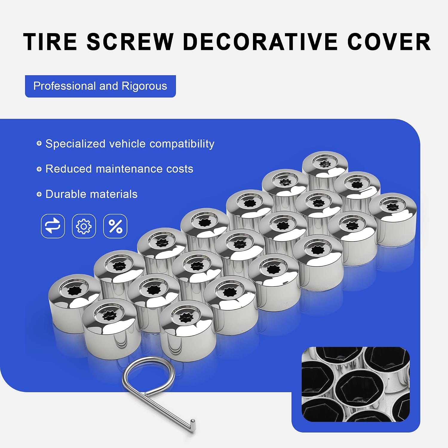 6X0601173A Wheel Lug Nut Cover Locking Cap with Removal Tool Kit 1K0601173 Compatible with VW Golf Jetta Passat Polo Sharan Tiguan Touareg Touran Arteon Beetle Caddy Skoda