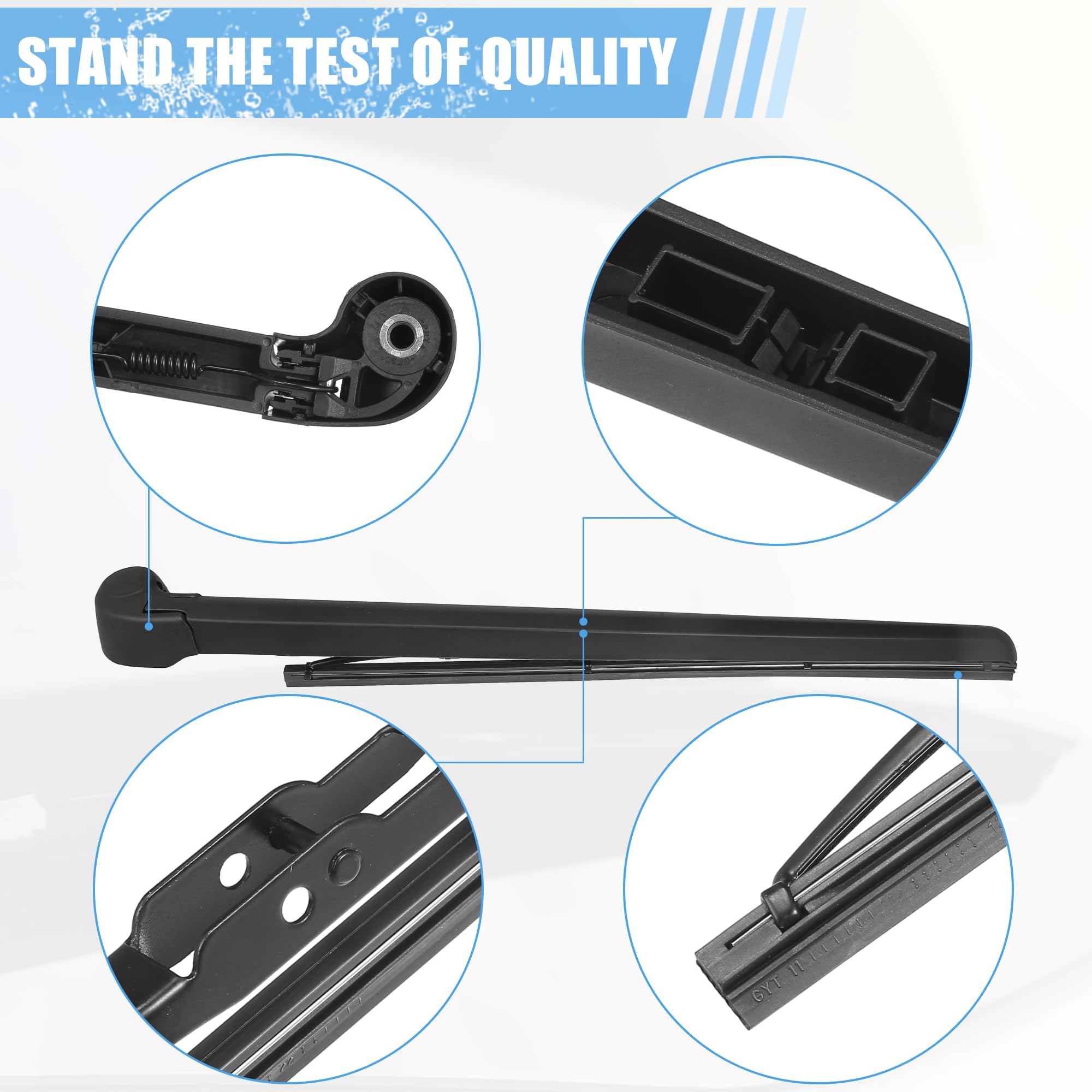QUARKZMAN Limpiaparabrisas Trasero Y Brazo Para Audi Q7 07-15 Paquete De 3 | Goma, Plástico, Negro, 14 Pulgadas, 18 Pulgadas, Trasero, Fácil Instalación, Desempeño Estable