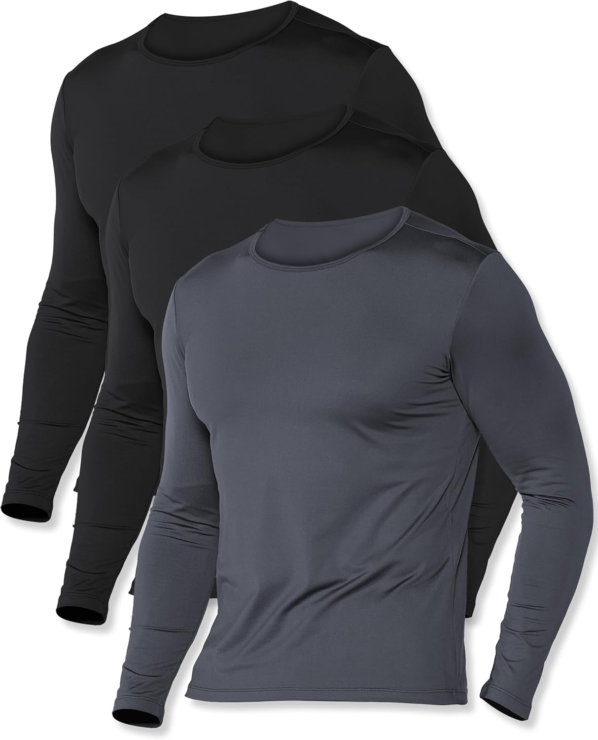 ZUTY 4 or 3 Pack Thermal Underwear for Men Long Sleeve Thermal Shirts Fleece Lined Soft Warm Base Layer Tops