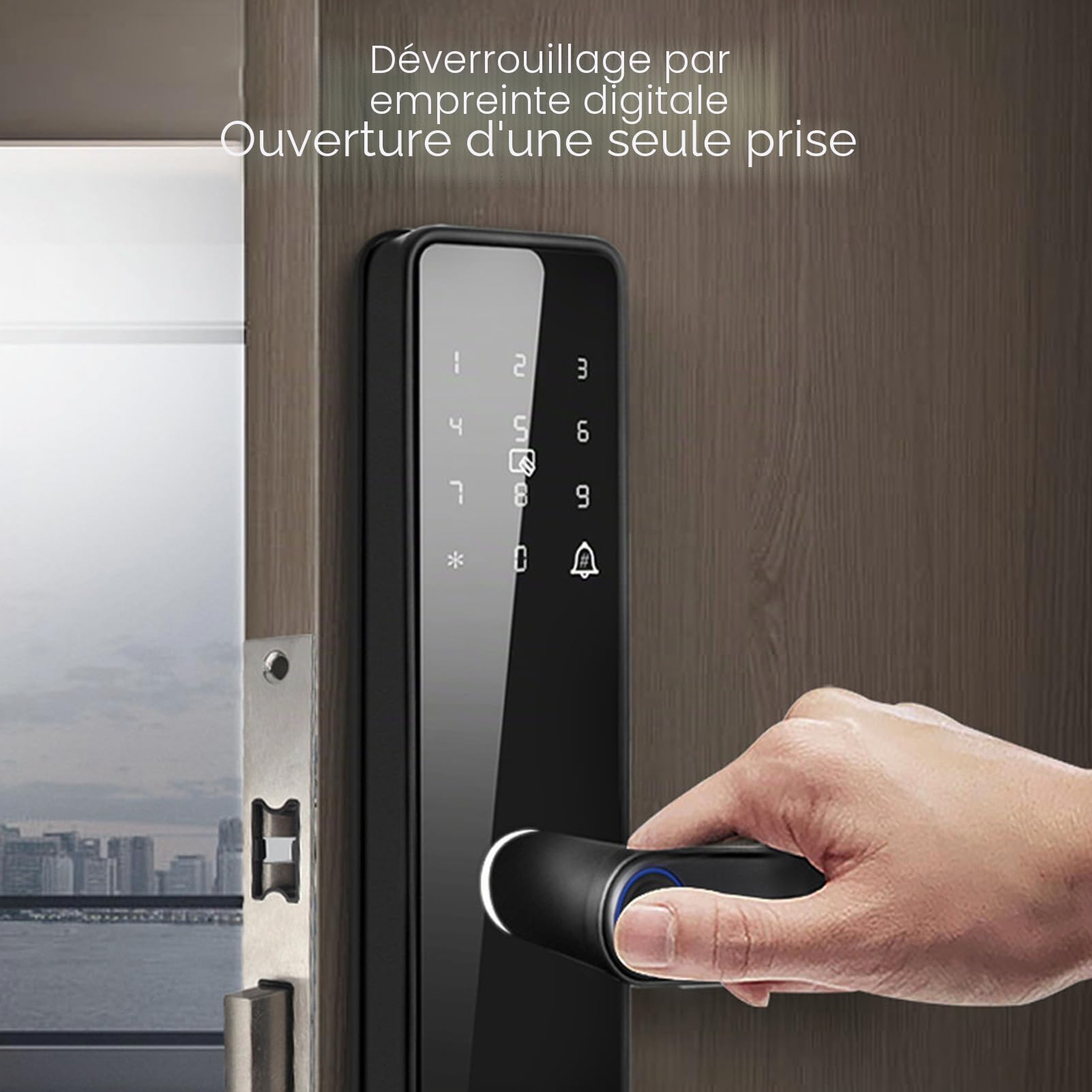 Serrure de Porte D'entrée sans clé, Serrure Intelligente de Porte Digitales Mot de Passe Carte IC clé Antivol APP Contrôle Serrure D'entrée pour la sécurité à Domicile