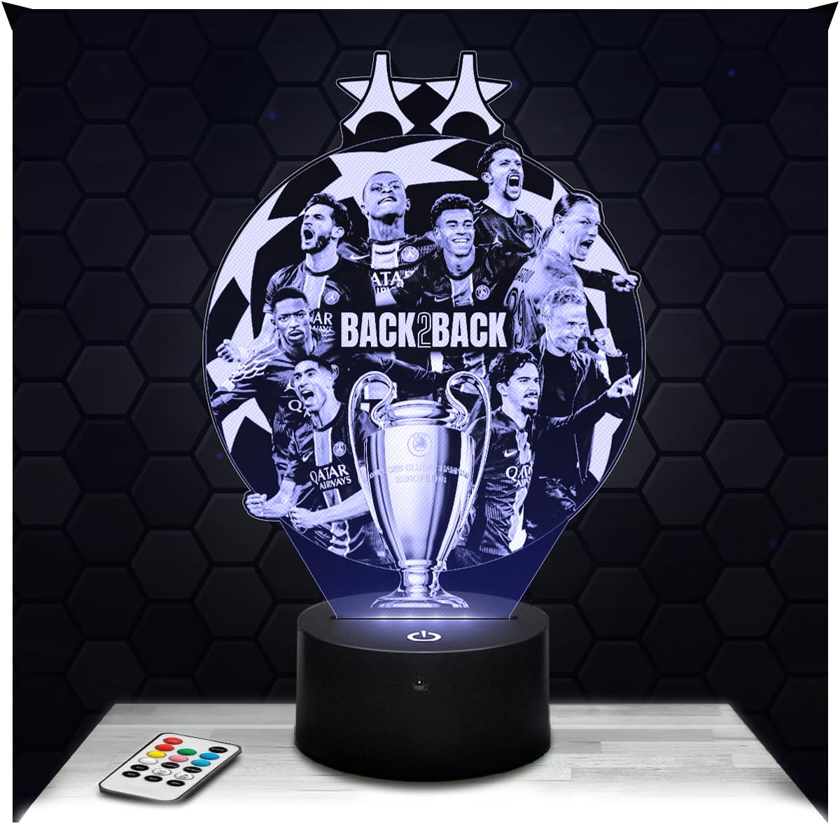 Lampephoto.fr - Football Player Champions League 3D Lamp, Night Light LED Illusion Lamp, Gift idea for Boys and Girls, Night Light for Children's or Adult's Bedroom, Gifts Merchandising TOP
