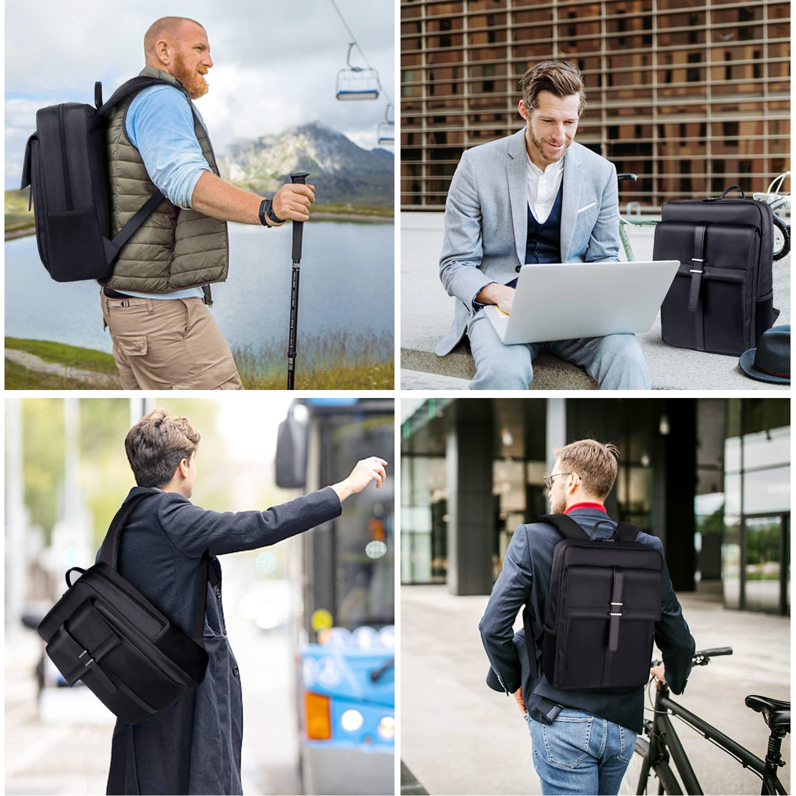 Zaino Uomo Antifurto, Zaino Porta PC Uomo Con Multi-scomparti, Notebook, Per Viaggio d'Affari, Lavoro, Scuola