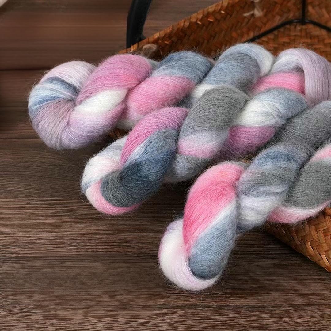 6/12 Rollos 50 g Hilo de Mezcla de Mohair, Hilo de Crochet Suave con Degradado, para Tejer a Mano suéteres, Bufandas, Gorros, chales y decoración del hogar