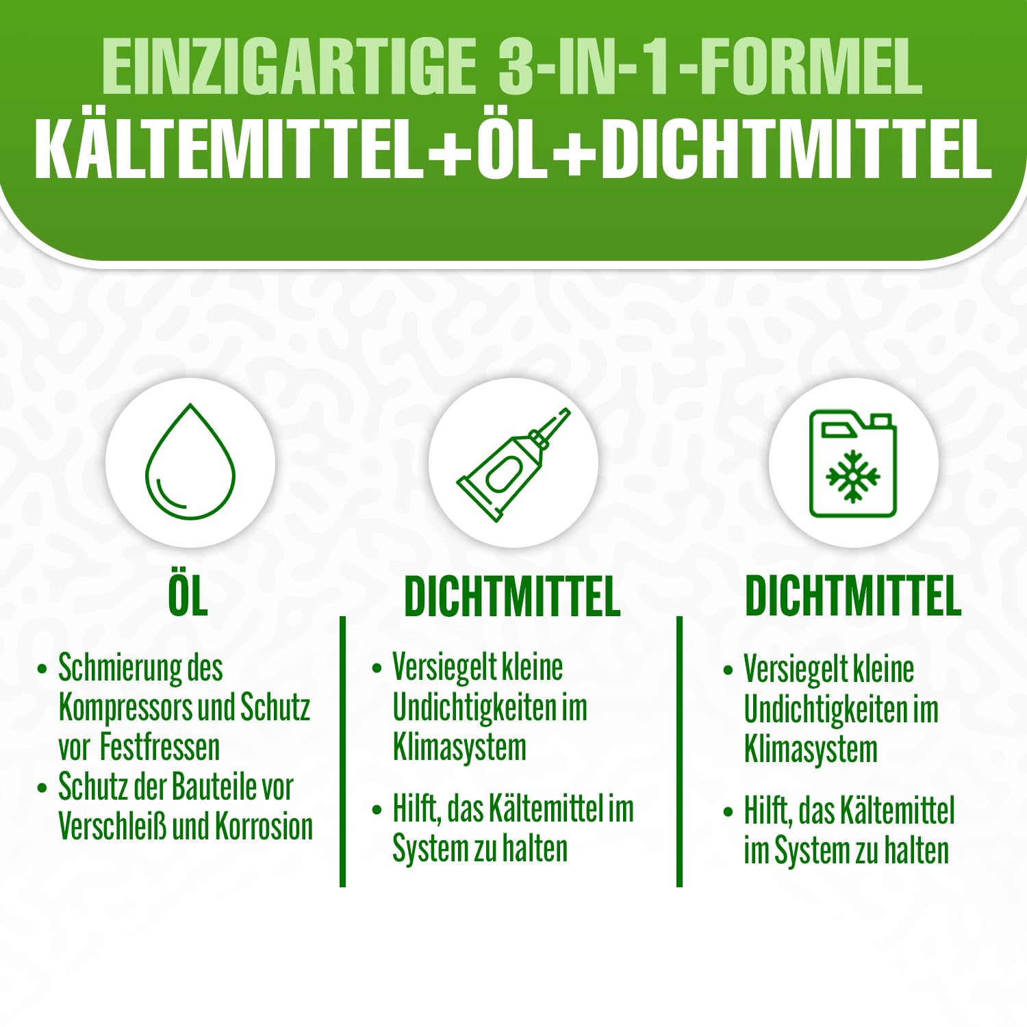 3in1 R134a Kältemittel Ersatzgas + Schlauch – Kühlmittel Klima Auto mit Klima Dichtmittel und Öl – Gasflasche 2x235 g – Auto Klimaanlage Nachfüllset – Klimaanlage Wohnmobil – ECO