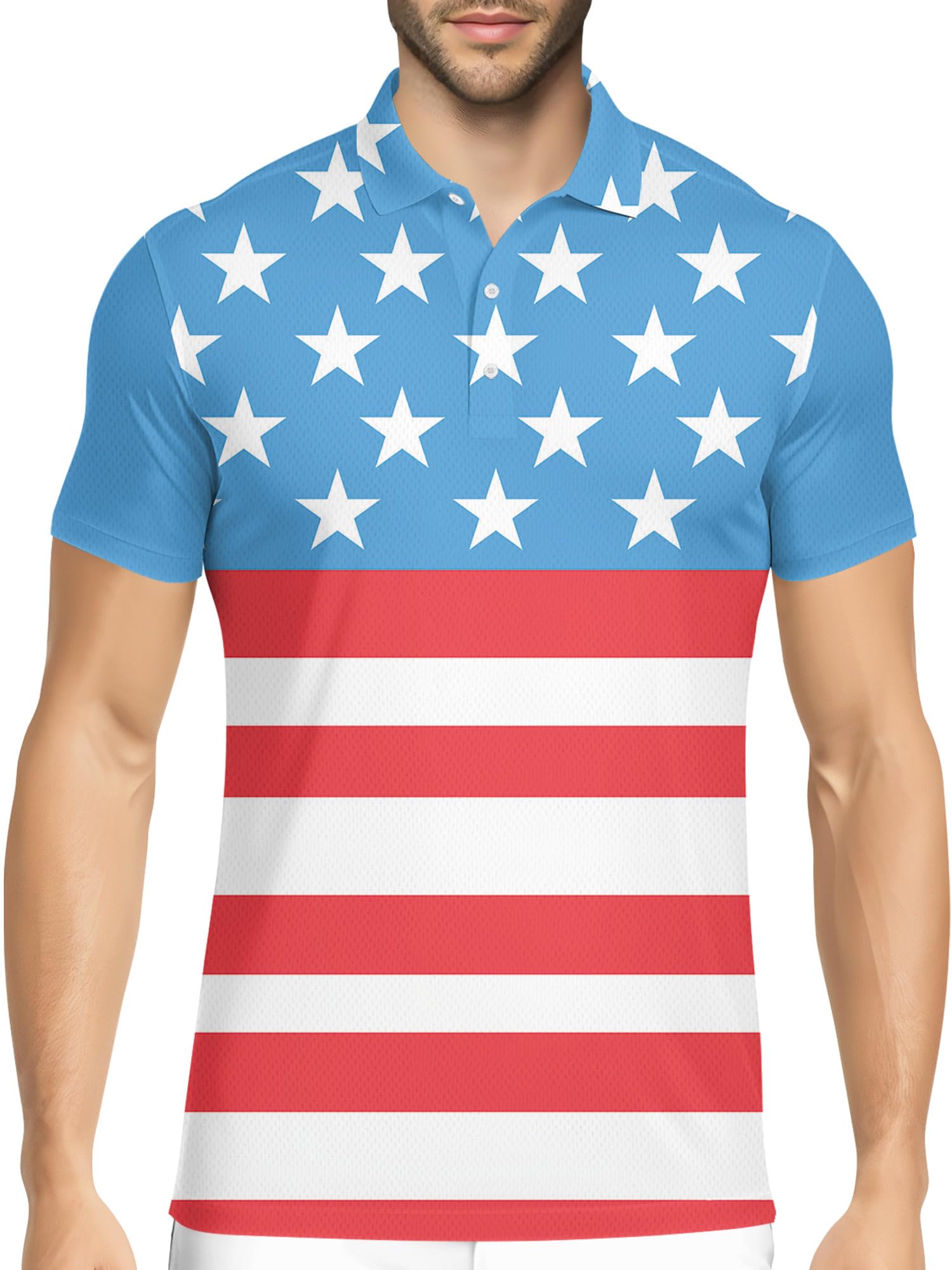 HIVICHI Golf Shirts for Men Funny Print Crazy Hawaiian Mens Polo Shirt