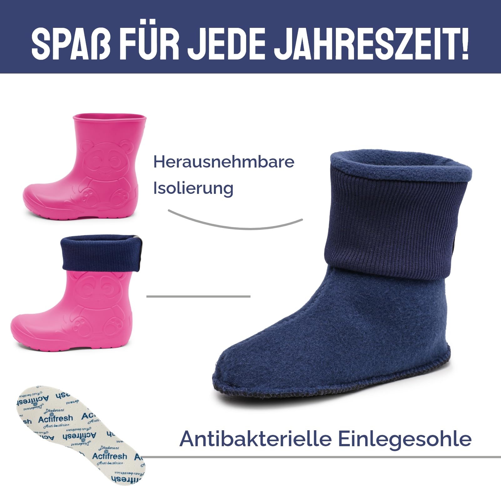 Ladeheid Dziecięcy Lekkie Kalosze Termo z Ocieplaczem LA-CA-249
