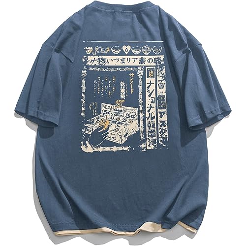 Aelfric Eden Mens 90s Vintage Oversized Shirts Unisex Harajuku T Shirt Print Graphic Tees Casual Summer Streetwear Top